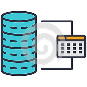 Database network administration flat vector icon. Cloud storage service.