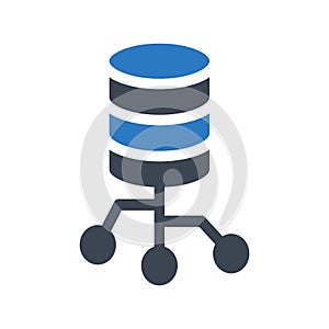 Database network glyph color flat vector icon