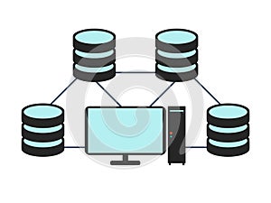Database network icon. Flat Vector illustration on white background.
