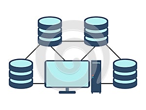 Database network icon. Flat Vector illustration on white background.