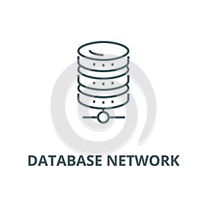 Database network line icon, vector. Database network outline sign, concept symbol, flat illustration