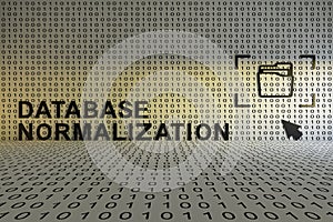 DATABASE NORMALIZATION concept text sunlight 3D