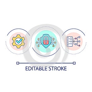 Database online security loop concept icon