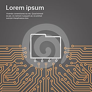 Database Over Computer Chip Moterboard Background Data Center System Concept Banner