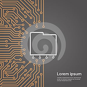 Database Over Computer Chip Moterboard Background Data Center System Concept Banner