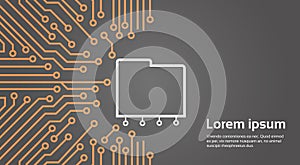 Database Over Computer Chip Moterboard Background Data Center System Concept Banner