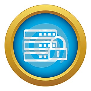 Database with padlock icon blue vector isolated