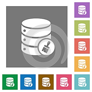 Database paste data square flat icons