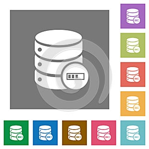 Database processing square flat icons