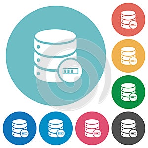 Database processing flat round icons