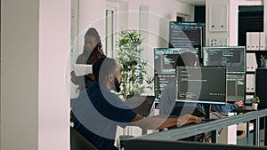 Database programer working on html script code to develop program app server