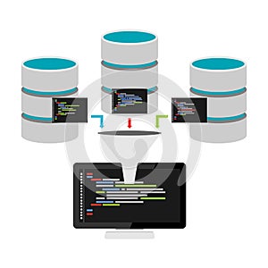 Database programming. Data mining. Big data technology concept
