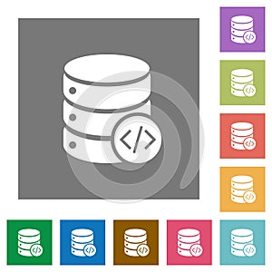 Database programming square flat icons