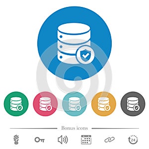 Database protected flat round icons