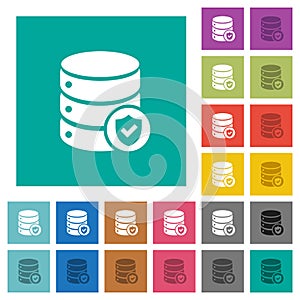 Database protected square flat multi colored icons