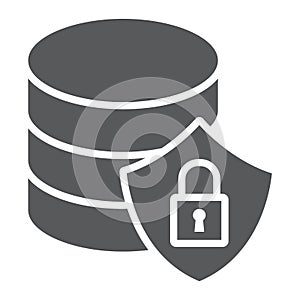 Database protection glyph icon, data and analytics