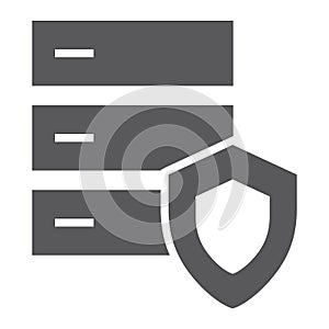 Database protection glyph icon, server and security, system sign, vector graphics, a solid pattern on a white background