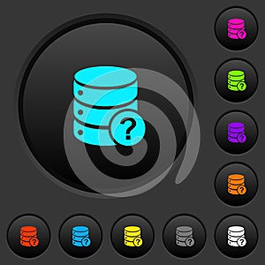 Database query dark push buttons with color icons