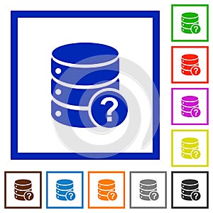 Database query flat framed icons