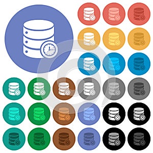 Database query time round flat multi colored icons