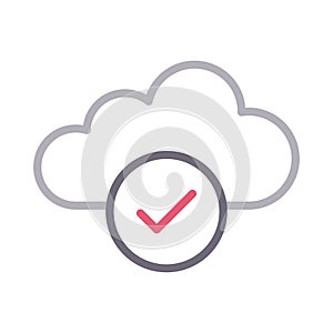 Database reception vector  color line icon