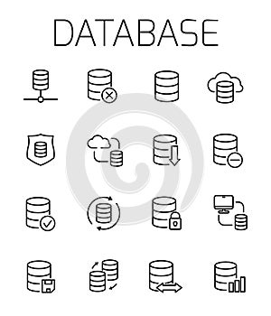 Database related vector icon set.