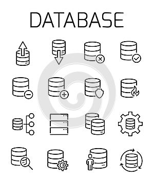 Database related vector icon set.