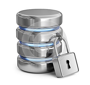 Database secure. Protect storage data. 3D icon