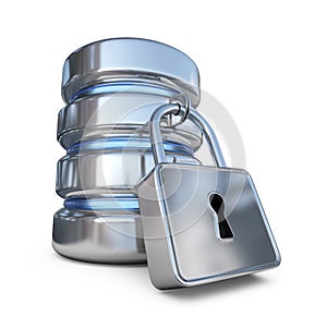 Database secure. Protect storage data. 3D icon