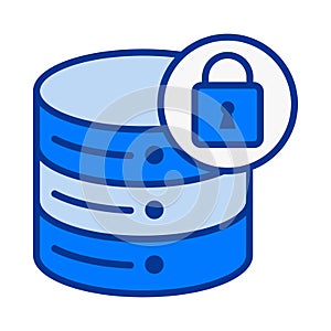 Database Secure Protection Icon in Flat Colored Style for Safe Private and Encrypted Data
