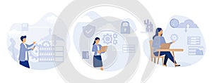 Database security concept, Cloud storage, secure file sharing, automatic backup, file hosting, data recovery and synchronization,