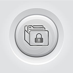 Database Security Icon. Grey Button Design