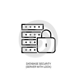Database Security Icon: Server Rack with Padlock