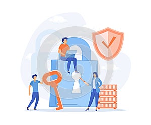 database security, phishing, hacker attack concept. hackers stealing personal data