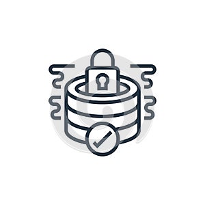 database security vector icon isolated on white background. Outline, thin line database security icon for website design and