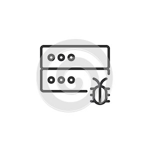 Database server bug outline icon
