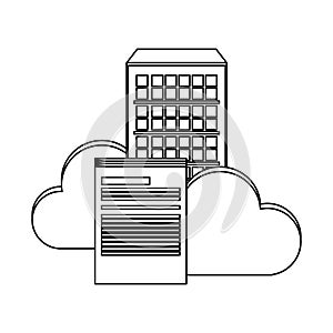 Database server and cloud computing symbol black and white