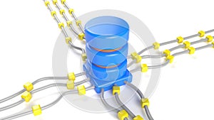 Database server data cloud cyber store on white bg 3d