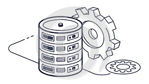 Database Server with Gears Technology Icon, vector design Generative AI