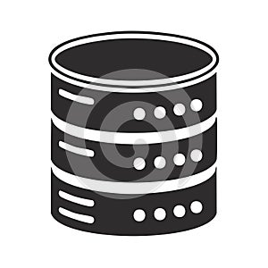 Database server icon in black and white on a white background