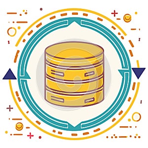 Database Server Icon Depicting Data Flow or Refresh Technology Concept