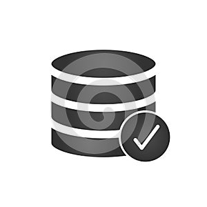 Database, Server Isolated Flat Web Mobile Icon with checkmark. Vector Illustration isolated on modern background. photo