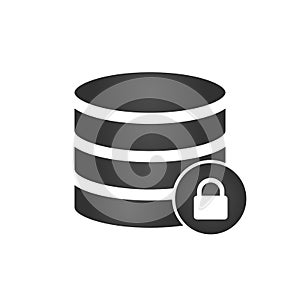 Database, Server Isolated Flat Web Mobile Icon with Lock icon. Vector Illustration isolated on white background.