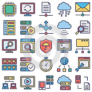 Database, Server and Location Icons Set every icon can easily modify or edit