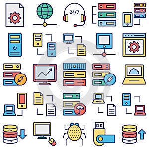 Database, Server and Location Icons Set every icon can easily modify or edit