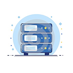 Database Server Rack with Flat Vector Design Illustration Storage System