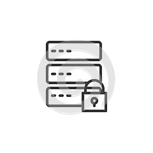 Database, server security line icon