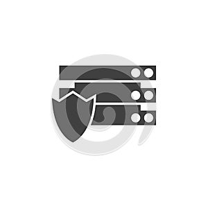 Database, server, shield vector icon. Element of data for mobile concept and web apps illustration. Thin line icon for website