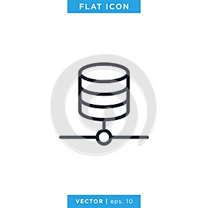 Database Server Storage Icon Vector Logo Design Template. Editable stroke.