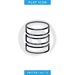 Database Server Storage Icon Vector Logo Design Template. Editable stroke